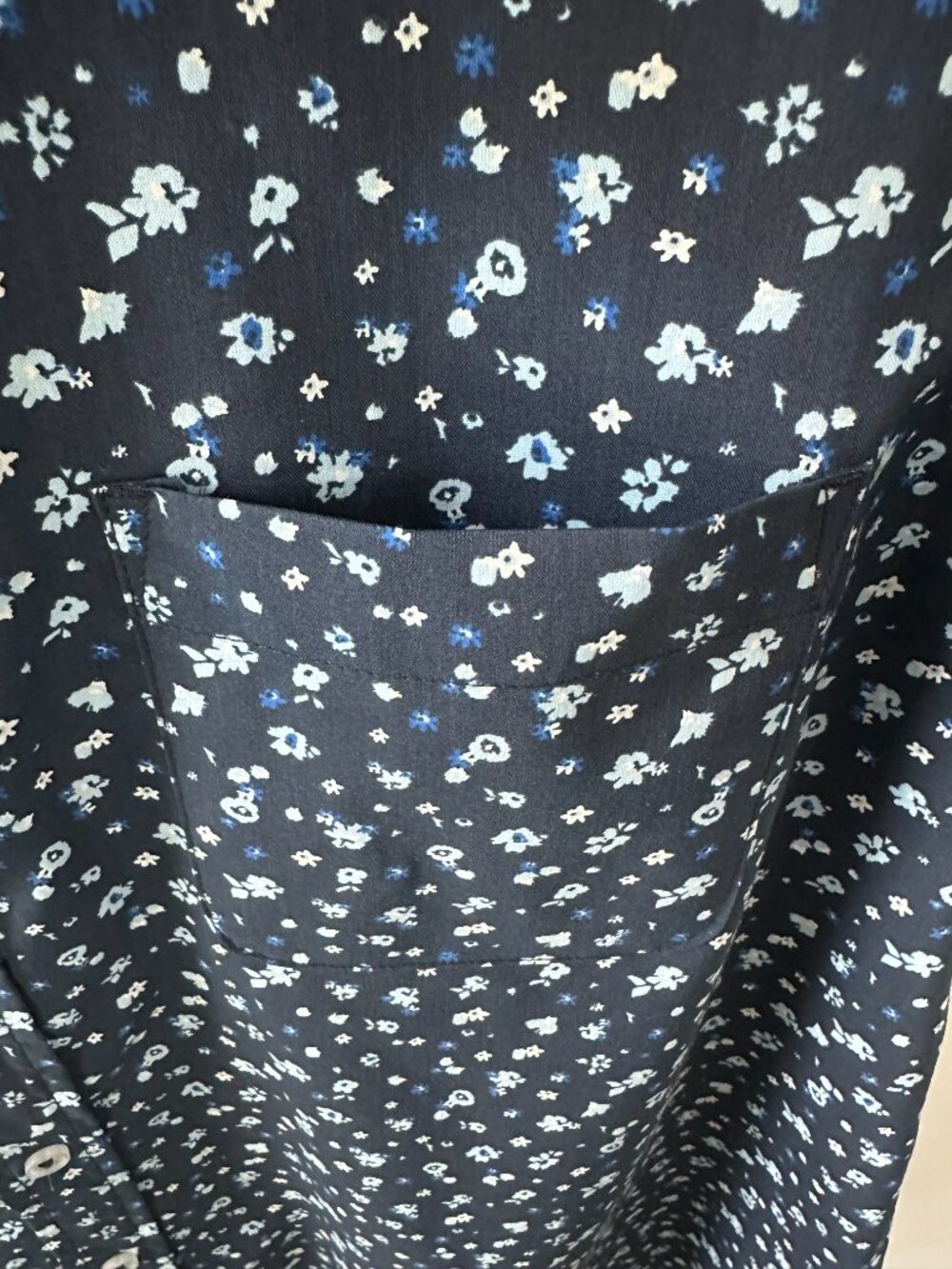 George Blue Floral Pattern Large Men's Short Sleeve Shirt - Picture 3 of 8